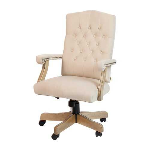 Rent to own Alamont Home - Derrick Traditional Fabric Swivel Office Chair - Ivory Microfiber/Driftwood