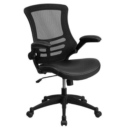 Rent to own Alamont Home - Kelista Contemporary Leather/Faux Leather Swivel Office Chair - Black LeatherSoft/Mesh