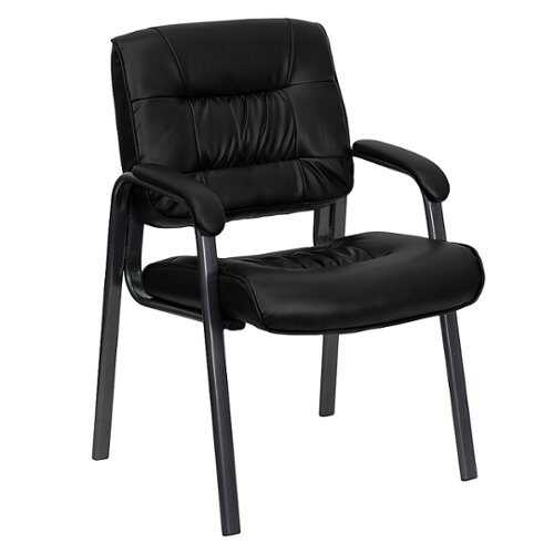 Rent to own Alamont Home - Haeger  Contemporary Leather/Faux Leather Side Chair - Upholstered - Black LeatherSoft/Titanium Gray Frame