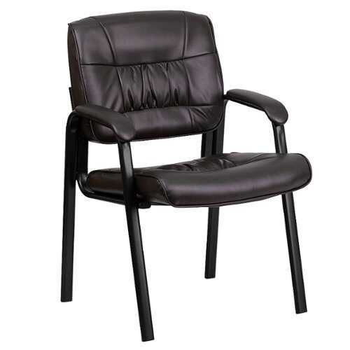 Rent to own Alamont Home - Haeger  Contemporary Leather/Faux Leather Side Chair - Upholstered - Brown LeatherSoft/Black Frame