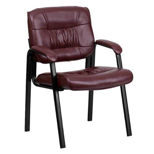 Rent to own Alamont Home - Haeger  Contemporary Leather/Faux Leather Side Chair - Upholstered - Burgundy LeatherSoft/Black Frame