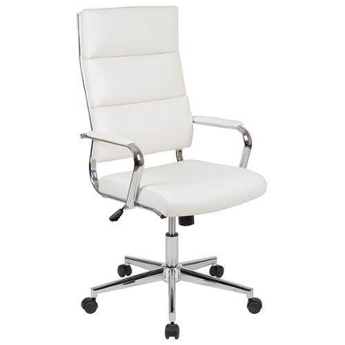 Rent to own Alamont Home - Hansel Contemporary Leather/Faux Leather Panel Executive Swivel High Back Office Chair - White