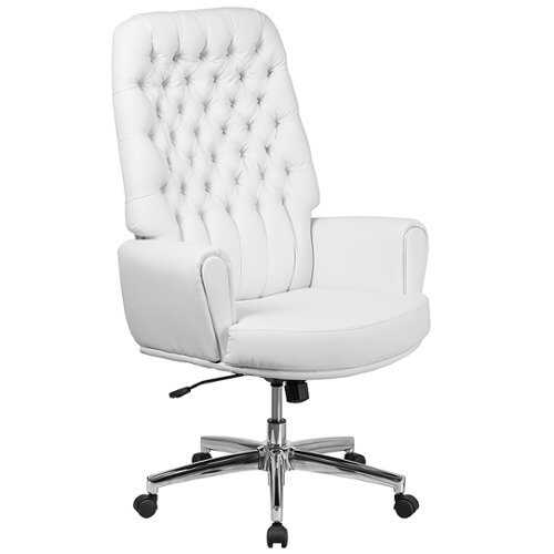 Rent to own Alamont Home - Rochelle Traditional Leather/Faux Leather Executive Swivel Office Chair - White