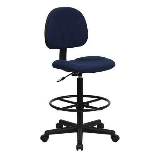 Rent to own Alamont Home - Bruce Contemporary Fabric Drafting Stool - Navy Blue Patterned