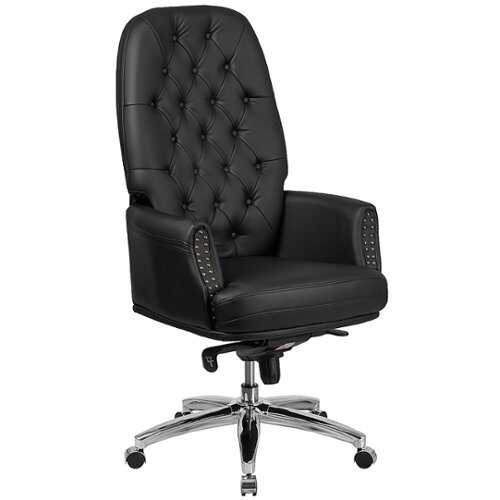 Rent to own Alamont Home - Hansel Traditional High Back Tufted LeatherSoft Multifunction Ergonomic Office Chair w/Arms - Black