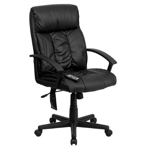 Rent to own Alamont Home - Sumter Contemporary Leather/Faux Leather Swivel Office Chair - Black