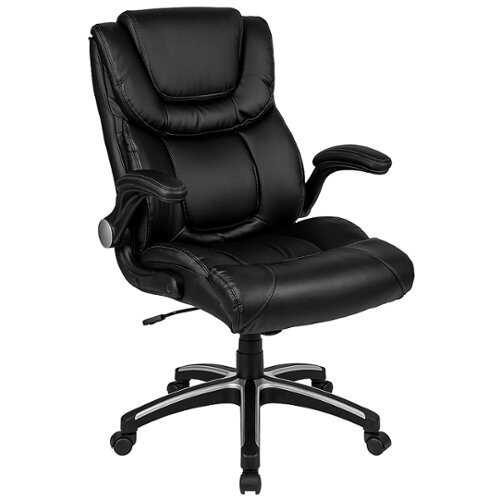 Rent to own Alamont Home - Hansel Contemporary Leather/Faux Leather Executive Swivel Office Chair - Black