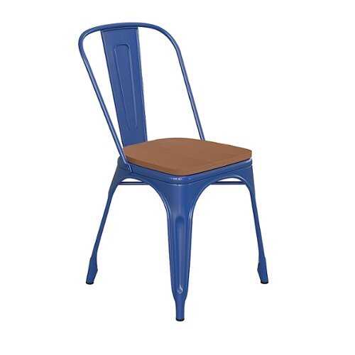 Rent to own Alamont Home - All-Weather Commercial Stack Chair & Poly Resin Seat - Blue/Teak