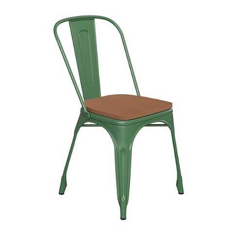 Rent to own Alamont Home - All-Weather Commercial Stack Chair & Poly Resin Seat - Green/Teak