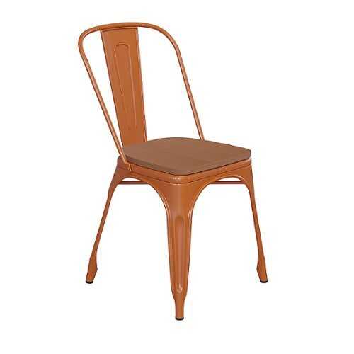 Rent to own Alamont Home - All-Weather Commercial Stack Chair & Poly Resin Seat - Orange/Teak