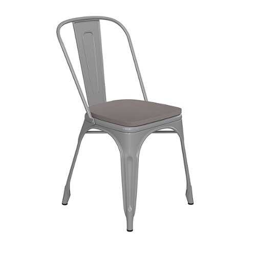 Rent to own Alamont Home - All-Weather Commercial Stack Chair & Poly Resin Seat - Silver/Gray