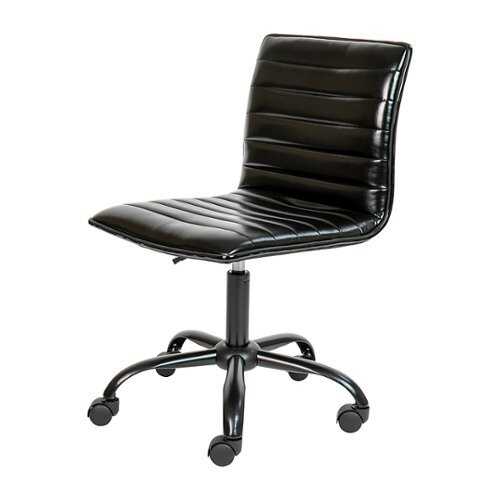 Rent to own Alamont Home - Alan Contemporary Vinyl Swivel Office Chair - Black Vinyl/Black Frame