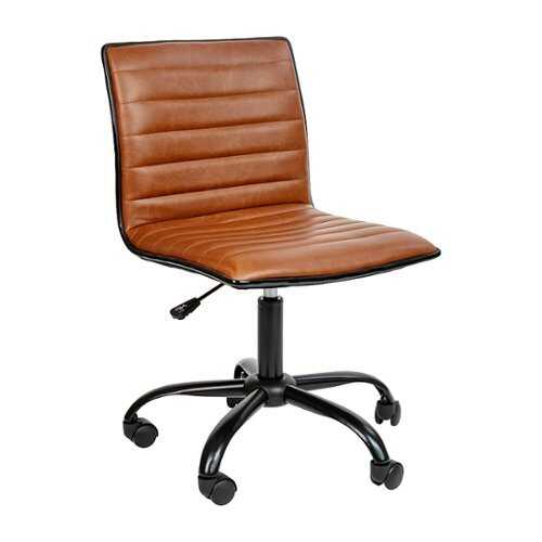 Rent to own Alamont Home - Alan Contemporary Vinyl Swivel Office Chair - Brown Vinyl/Black Frame