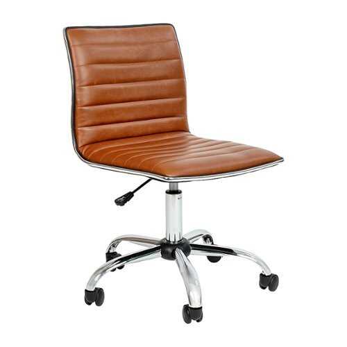 Rent to own Alamont Home - Alan Contemporary Vinyl Swivel Office Chair - Brown Vinyl/Chrome Frame