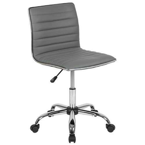 Rent to own Alamont Home - Alan Contemporary Vinyl Swivel Office Chair - Light Gray Vinyl/Chrome Frame