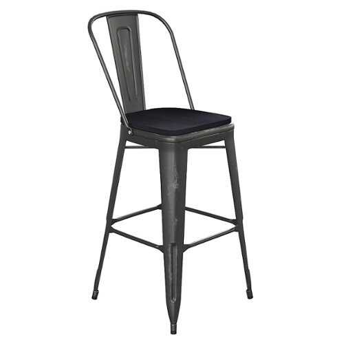 Rent to own Alamont Home - Carly All-Weather Bar Height Stool with Poly Resin Seat - Black/Black