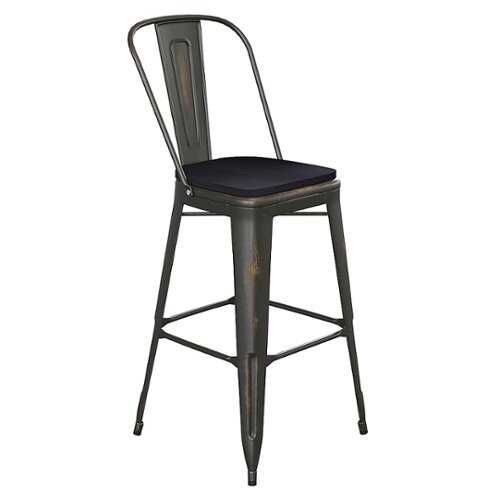 Rent to own Alamont Home - Carly All-Weather Bar Height Stool with Poly Resin Seat - Copper/Black