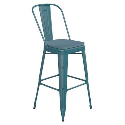 Rent to own Alamont Home - Carly All-Weather Bar Height Stool with Poly Resin Seat - Kelly-Blue Teal/Teal - Kelly Blue-Teal/Teal-Blue