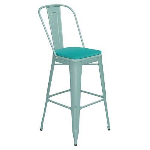 Rent to own Alamont Home - Carly All-Weather Bar Height Stool with Poly Resin Seat - Mint Green - Mint Green/Mint Green