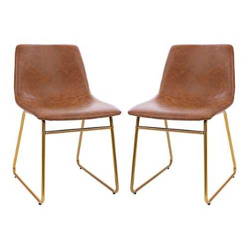Rent to own Alamont Home - Butler 18" High Dining Chair - Light Brown LeatherSoft/Gold Frame