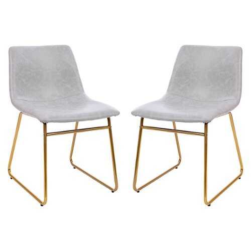 Rent to own Alamont Home - Butler 18" High Dining Chair - Light Gray LeatherSoft/Gold Frame