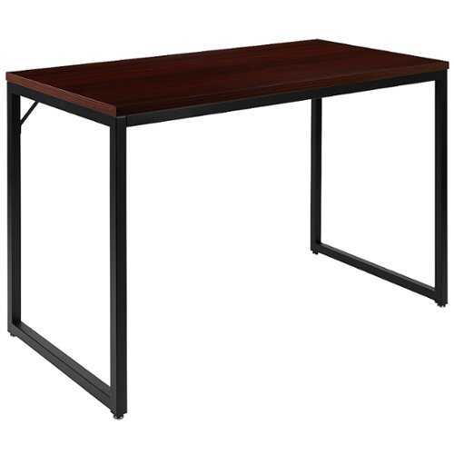 Rent to own Alamont Home - Tiverton Collection Rectangle Industrial Laminate  Office Desk - Mahogany Top/Black Frame