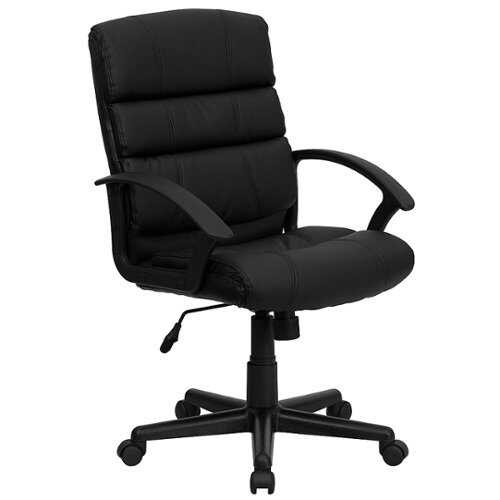 Rent to own Alamont Home - Lane Contemporary Leather/Faux Leather Swivel Office Chair - Black