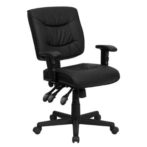 Rent to own Alamont Home - Cole Contemporary Leather/Faux Leather Swivel Office Chair - Black