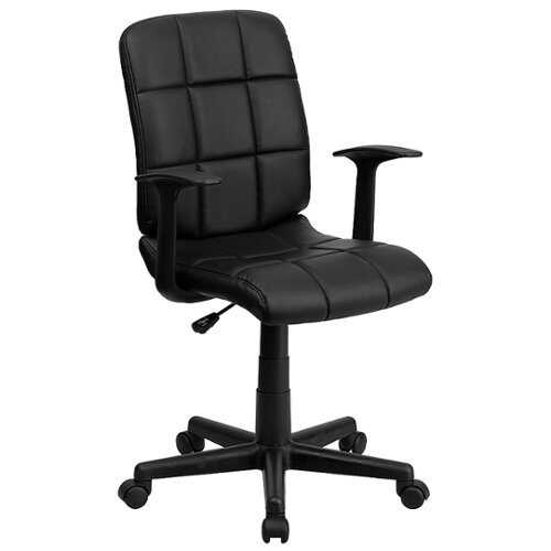 Rent to own Alamont Home - Clayton Modern Vinyl Swivel Office Chair with Arms - Black