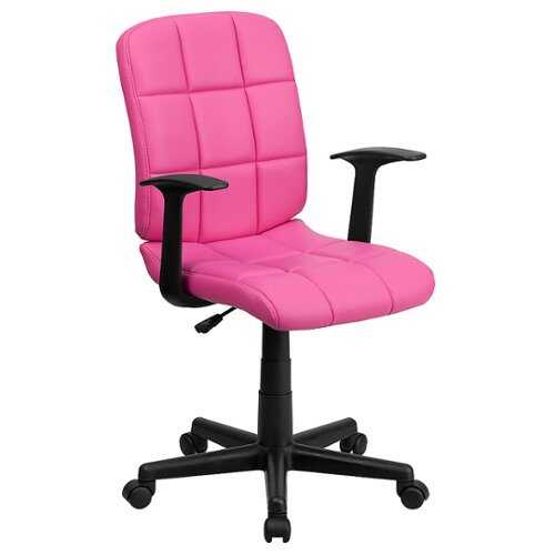 Rent to own Alamont Home - Clayton Modern Vinyl Swivel Office Chair with Arms - Pink