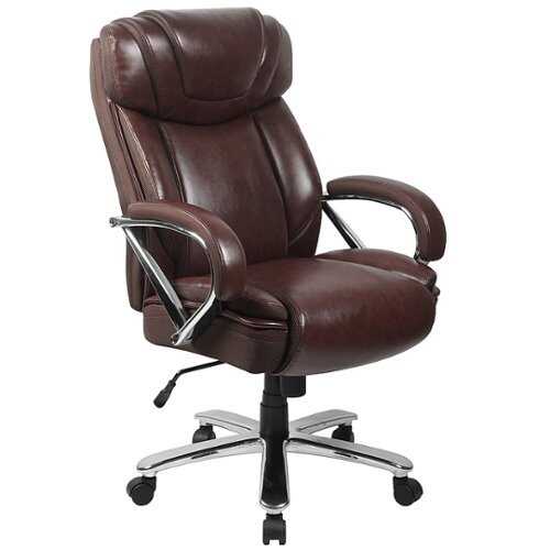 Rent to own Alamont Home - Hercules Big & Tall 500 lb. Rated LeatherSoft Swivel Office Chair w/Extra Wide Seat - Brown