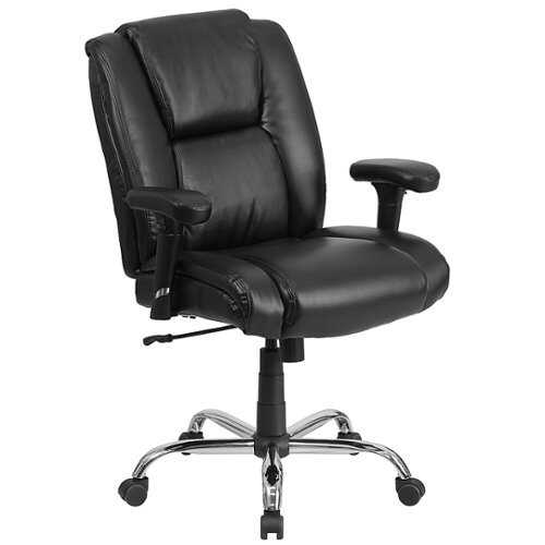 Rent to own Alamont Home - Hercules Big & Tall 400 lb. Rated LeatherSoft Chair w/Chrome Base & Adjustable Arms - Black