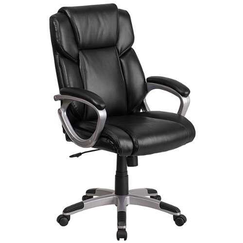 Rent to own Alamont Home - Carolyn Contemporary Leather/Faux Leather Executive Swivel Office Chair - Black