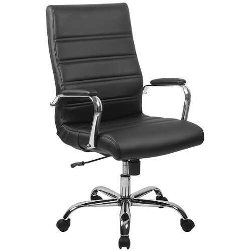 Rent to own Alamont Home - Whitney High Back Modern Leather/Faux Leather Executive Swivel Office Chair - Black LeatherSoft/Chrome Frame