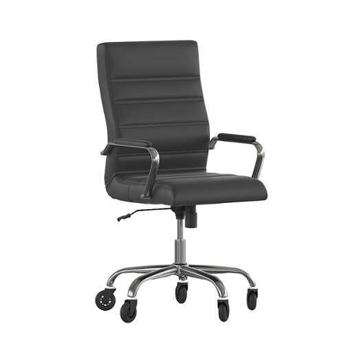 Rent to own Alamont Home - Executive Chair on Skate Wheels - Black LeatherSoft/Chrome Frame