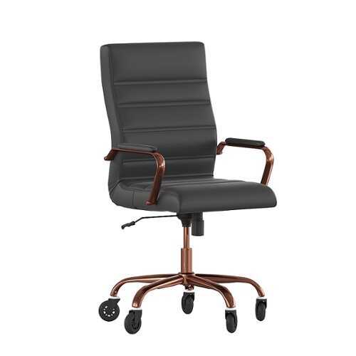 Rent to own Alamont Home - Executive Chair on Skate Wheels - Black LeatherSoft/Rose Gold Frame