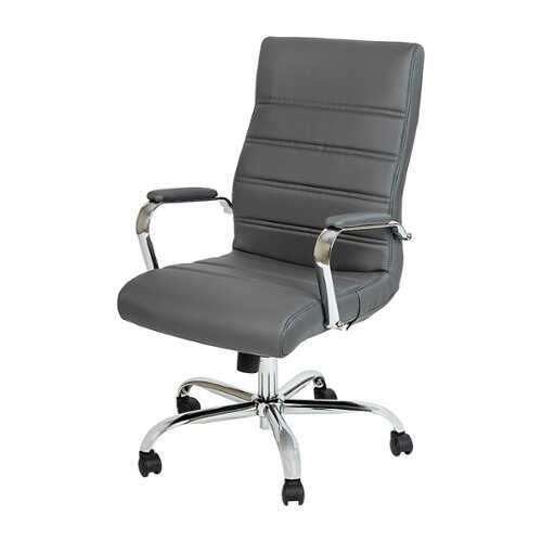 Rent to own Alamont Home - Whitney High Back Modern Leather/Faux Leather Executive Swivel Office Chair - Gray LeatherSoft/Chrome Frame