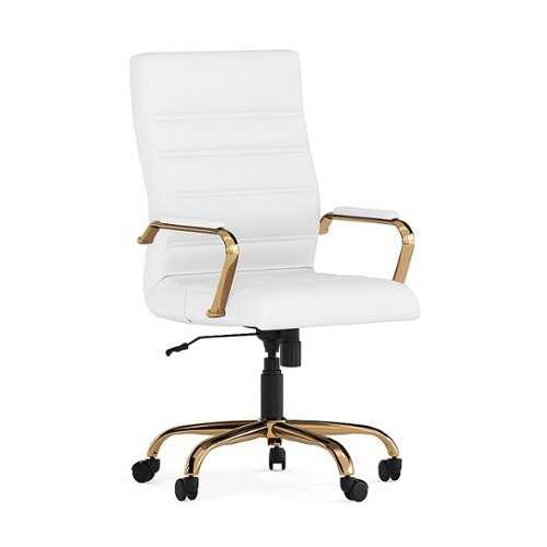 Rent to own Alamont Home - Whitney High Back Modern Leather/Faux Leather Executive Swivel Office Chair - White LeatherSoft/Gold Frame