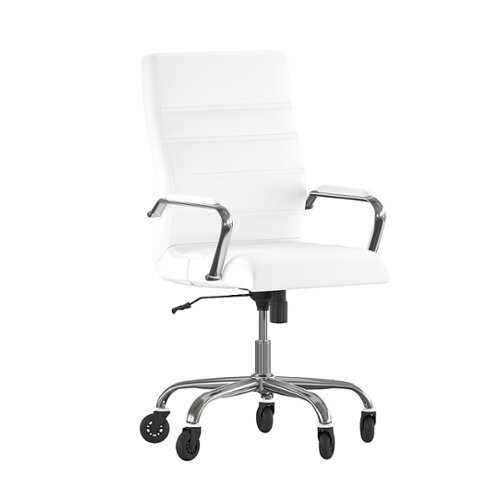 Rent to own Alamont Home - Executive Chair on Skate Wheels - White LeatherSoft/Chrome Frame