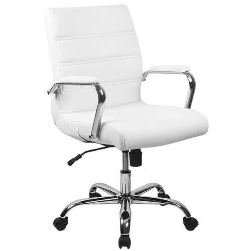 Rent to own Alamont Home - Whitney Mid-Back Modern Leather/Faux Leather Executive Swivel Office Chair - White LeatherSoft/Chrome Frame