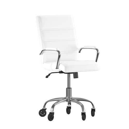 Rent to own Alamont Home - Executive Chair on Skate Wheels - White LeatherSoft/Chrome Frame