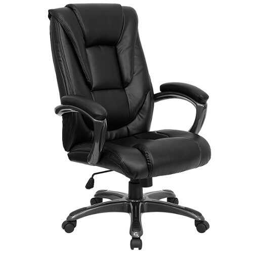 Rent to own Alamont Home - Oma Contemporary Leather/Faux Leather Executive Swivel Office Chair - Black