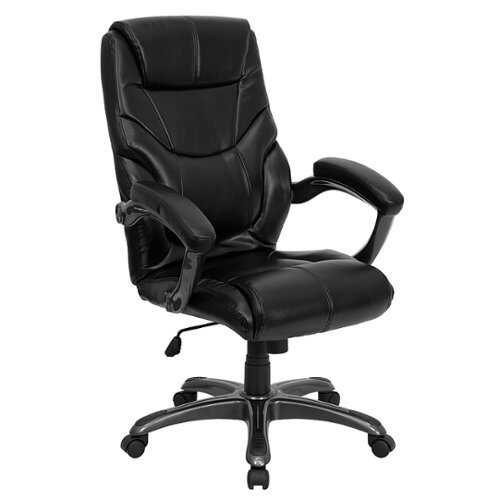 Rent to own Alamont Home - Greer Contemporary Leather/Faux Leather Executive Swivel Office Chair - Black