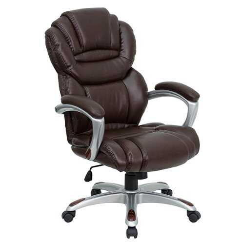 Rent to own Alamont Home - Stella Contemporary Leather/Faux Leather Executive Swivel Office Chair - Brown
