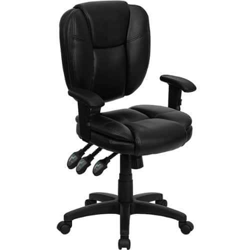 Rent to own Alamont Home - Caroline Contemporary Leather/Faux Leather Swivel Office Chair - Black LeatherSoft