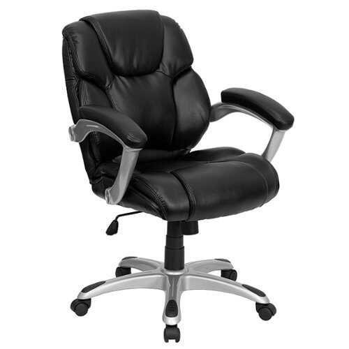 Rent to own Alamont Home - Heather Contemporary Leather/Faux Leather Executive Swivel Office Chair - Black