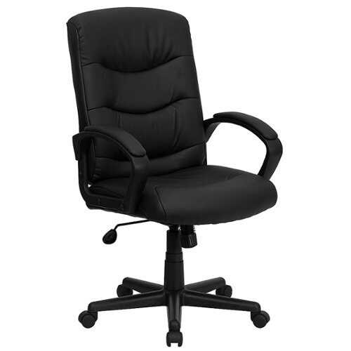 Rent to own Alamont Home - Chelsea Contemporary Leather/Faux Leather Swivel Office Chair - Black