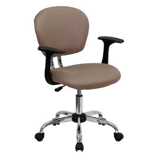 Rent to own Alamont Home - Beverly Contemporary Mesh Swivel Office Chair with Arms - Coffee Brown