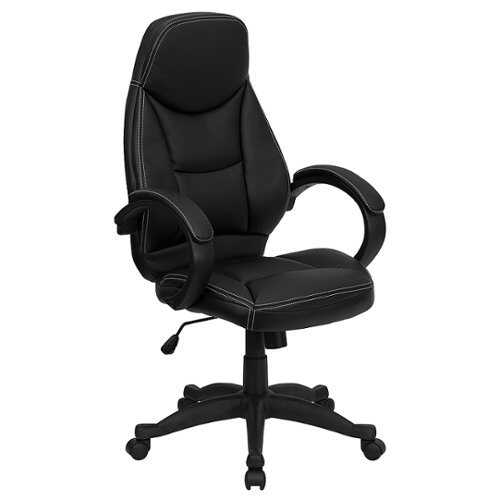 Rent to own Alamont Home - Leonard Contemporary Leather/Faux Leather Executive Swivel Office Chair - Black