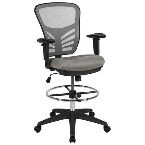 Rent to own Alamont Home - Tyler Contemporary Mesh Drafting Stool - Light Gray Mesh/Black Frame